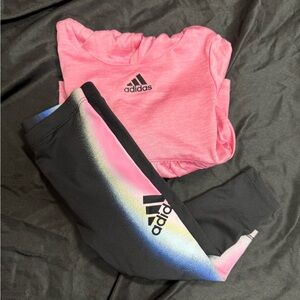 NWOT Adidas Baby Gradient Pink and Black Leggings Set
